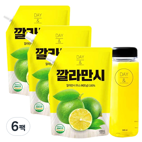 황토농원 데이 & 깔라만시 원액 1L x 6p + 보틀, 1000ml, 6개