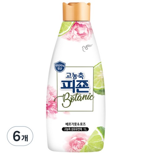 피죤 고농축 보타닉 섬유유연제 베르가못 & 로즈, 1L, 6개