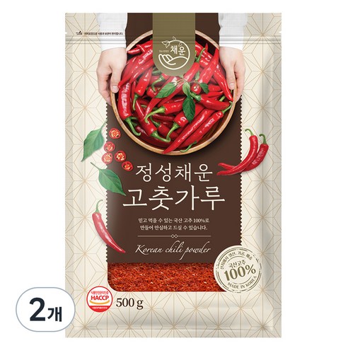 채운영농조합 국산 고춧가루 보통굵기 보통매운맛, 500g, 2개