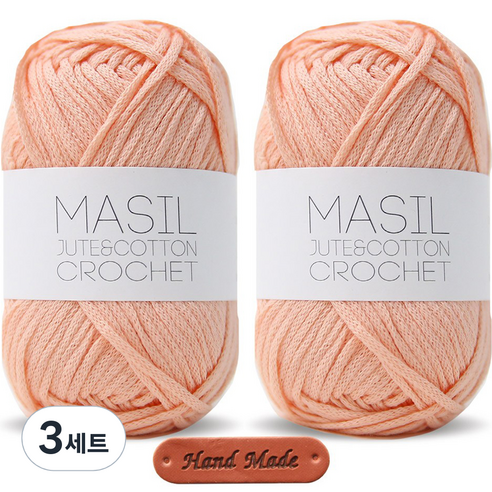 니뜨 마실 60g x 2p + 핸드메이드 가죽 라벨 세트, 11 애프리콧, 3세트