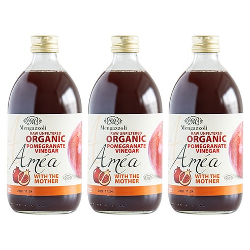 멩가졸리 유기농 언필터드 석류사이다비네거, 500ml, 3개