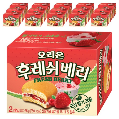 오리온 후레쉬베리 딸기, 56g, 16개