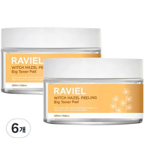 라비엘 위치하젤 필링 빅 토너패드 220ml, 60개입, 6개