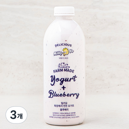 밀키요 목장에서 만든 요거트 블루베리, 1000ml, 3개