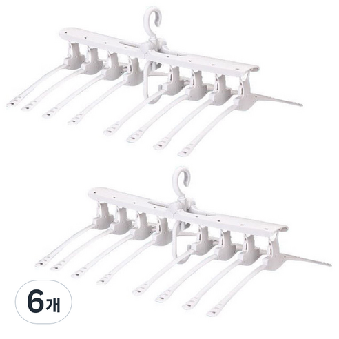 마켓플랜 원터치 접이식 회전 8단 옷걸이, 화이트, 6개