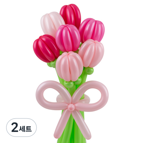 셈퍼텍스 요술풍선 데이지 튤립 꽃다발 만들기 세트, 핑크부케 4색혼합, 2세트