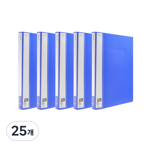 인디 클리어파일 A4 20매, Blue, 25개