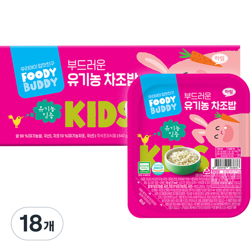 푸디버디 부드러운 유기농 차조밥 6p, 140g, 18개
