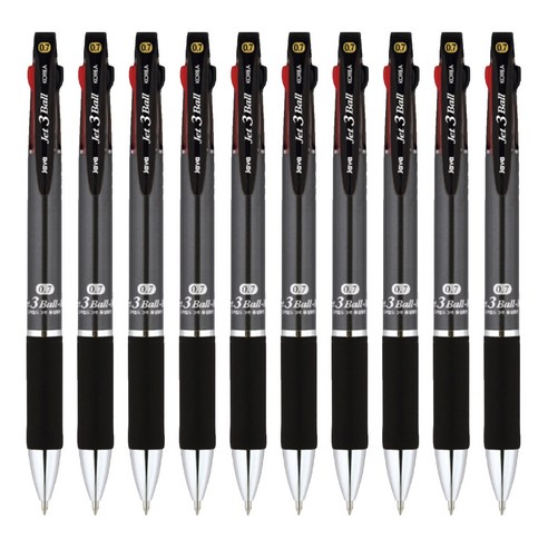 자바펜 제트 3볼 M 다색펜 0.7mm, 메탈릭 블랙, 10개