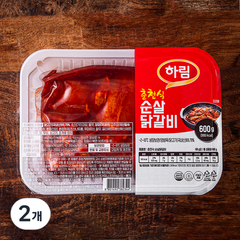 하림 춘천식 순살닭갈비, 600g, 2개