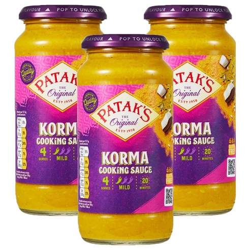 파탁스 코르마 쿠킹 소스, 450g, 3개