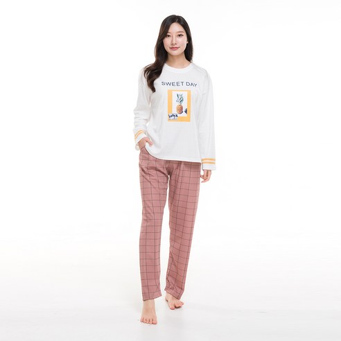 도씨 여성용 홈웨어 실크터치 체크 파자마바지