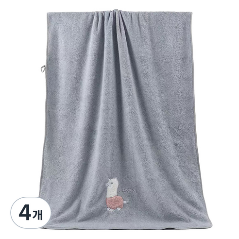 원이네 귀여운 양 디자인 바스타월 70 x 140 cm, 그레이, 4개