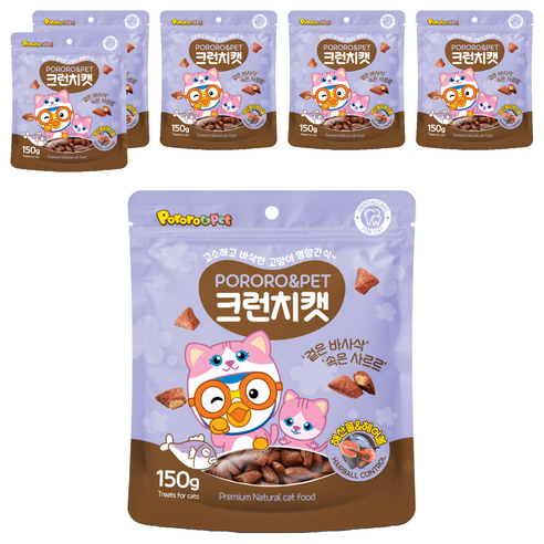 에이비에스엘 뽀로로펫 크런치캣 간식, 해산물 + 헤어볼 혼합맛, 150g, 6개