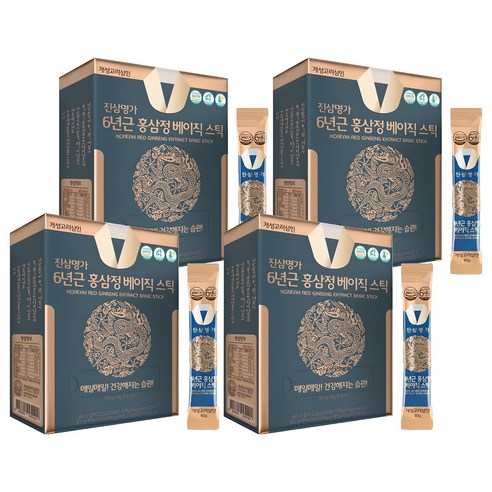 개성고려삼인 진삼명가 6년근 홍삼정 베이직 홍삼 스틱 30p, 300g, 4개