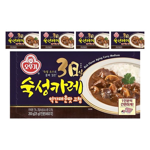 오뚜기 3일 숙성카레 약간 매운맛 고형, 200g, 5개