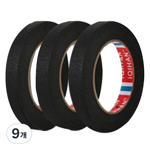다다 칼라 마스킹 종이테이프 20mm x 15m, 블랙, 9개