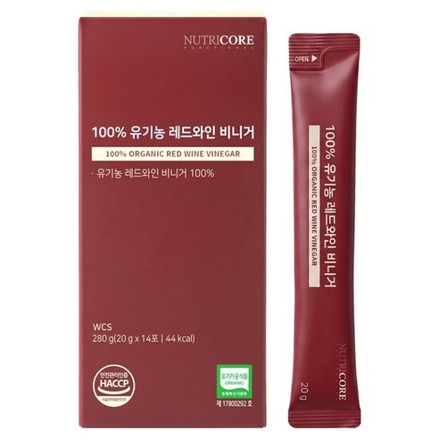 뉴트리코어 100% 유기농 레드와인 비니거 14p, 280g, 1개