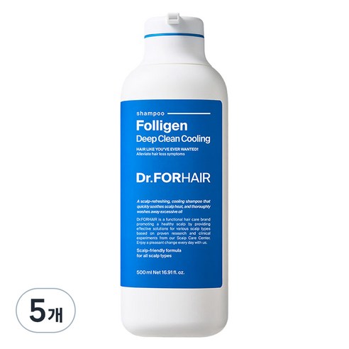 닥터포헤어 두피쿨링 탈모증상완화 폴리젠 딥 클린 쿨링 샴푸, 500ml, 5개