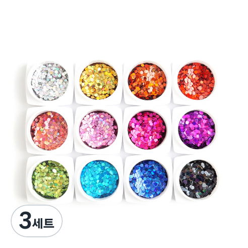 네일트렌드 AB원형 네일 글리터 12종 세트 2mm, 3세트