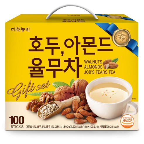 다농원 호두 아몬드 율무차, 100개입, 1개, 18g