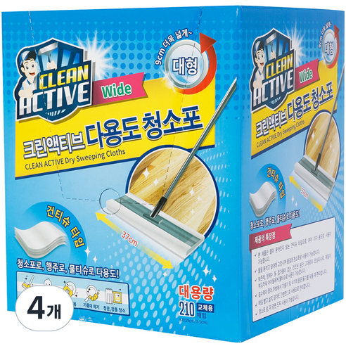 크린액티브 다용도 청소포 210매, 4개