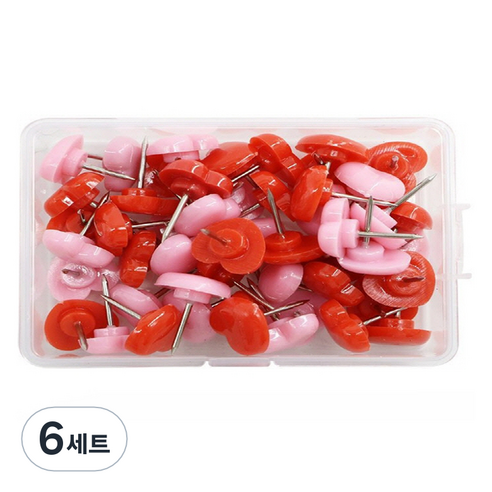 문구담 귀여운 하트모양 압정 50p 세트 핑크레드, 6세트