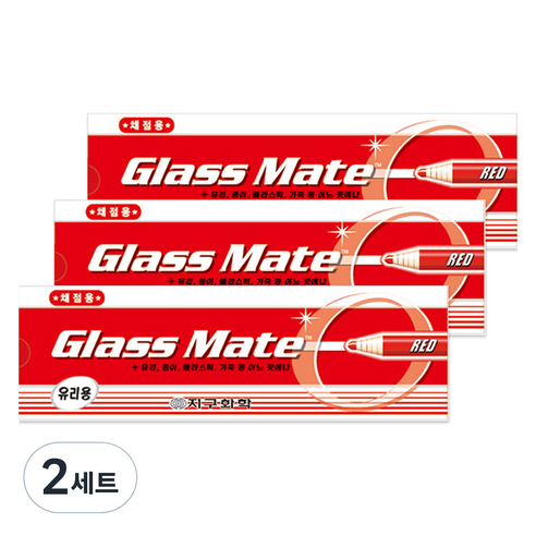 지구화학 글라스메이트 유리용 색연필 빨강 3입 x 12p 세트, 1색, 2세트