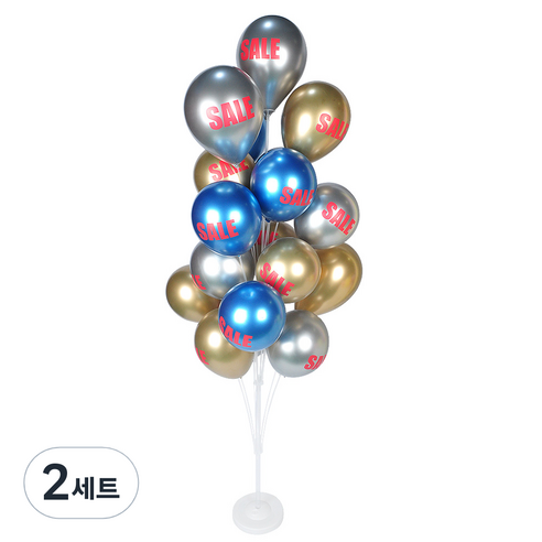파티쇼 스틱 160cm 19p + 인쇄풍선 20p 풍선꽂이 세트, 크롬세일혼합, 2세트