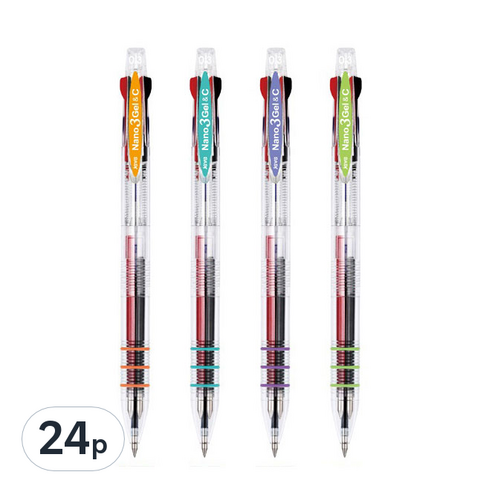 자바펜 나노 3겔 앤 C 3색 중성볼펜 0.3mm, 오렌지+라임+민트+라벤더, 24p
