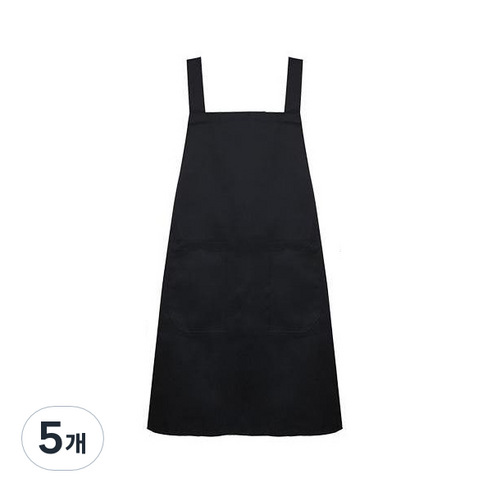 인블룸 버튼형 베이직 앞치마, 검정, 5개