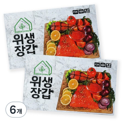 그린리빙 일회용 위생장갑, 500개입, 6개