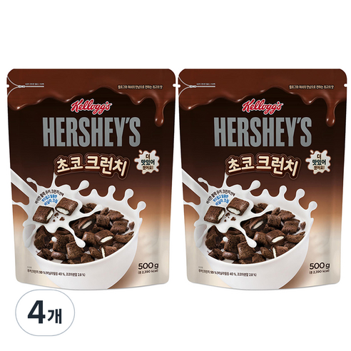 켈로그 허쉬 초코크런치 시리얼, 500g, 4개