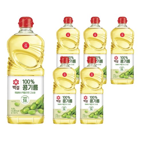 백설 콩기름, 1.5L, 6개