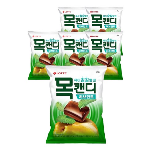 롯데제과 목캔디 허브민트 봉지형, 217g, 6개