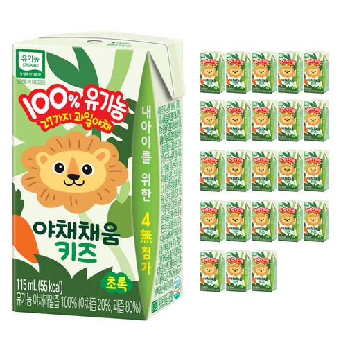 남양유업 야채채움 주스 키즈, 초록(사과맛), 115ml, 24개