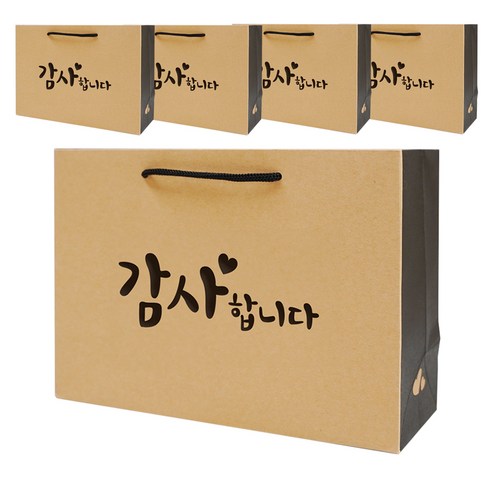 포포팬시 감동 메시지 크라프트 선물 쇼핑백, 블랙, 5개