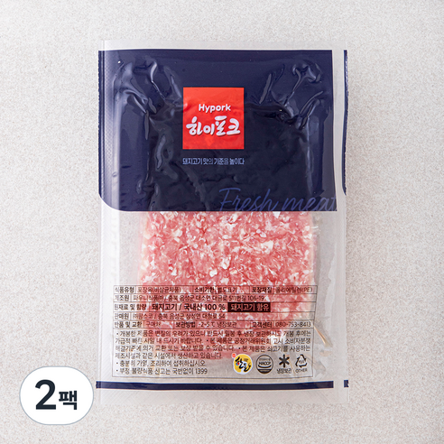 로켓프레시] 하이포크 뒷다리 다짐육 (냉장), 500g, 2개