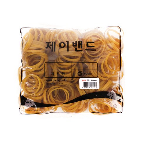하나제이 10000 고무 제이밴드 70 x 5 mm, 노란색, 1개