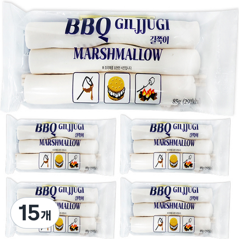 비비큐 길쭉이 머쉬멜로우 3p, 15개, 85g