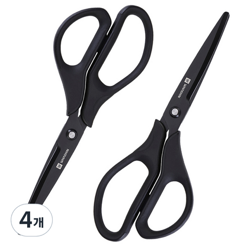 화신 738 3D 코팅 가위, 블랙, 4개