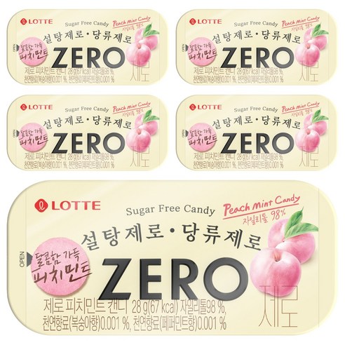 롯데제로 피치민트 캔디, 5개, 28g