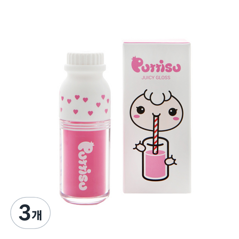 뿌띠슈 컬러풀 쥬시글로스 02 핑크버블검 3.2g, 핑크, 3개