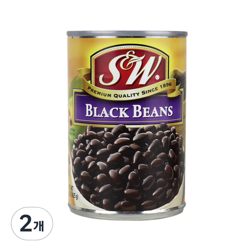 에스앤더블유 블랙빈 통조림, 425g, 2개