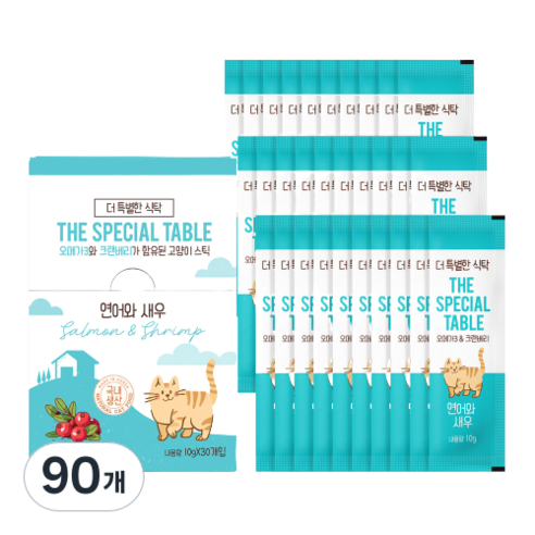더특별한식탁 고양이 스틱 10g, 연어 + 새우 혼합맛, 90개