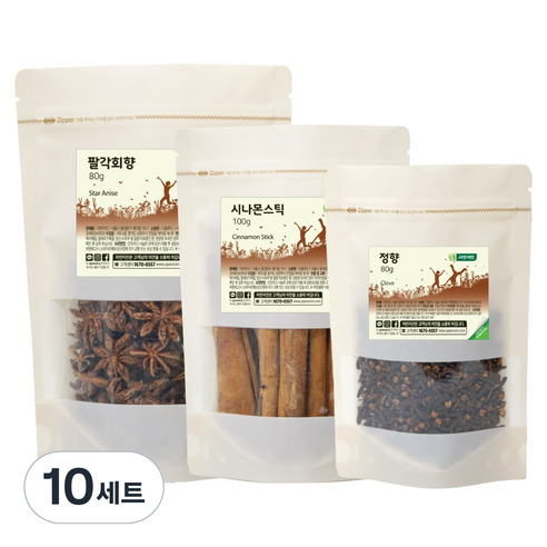 자연지인 뱅쇼재료 세트 시나몬스틱 100g + 정향 80g + 팔각향 80g, 260g, 10세트