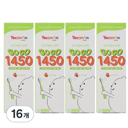 예꼬맘 아동용 고고 불소 1450 치약, 16개, 60g
