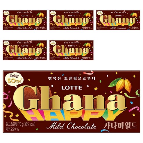 가나 마일드 밀크 초콜릿, 70g, 6개