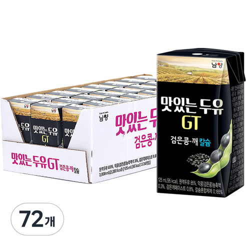 남양유업 맛있는 두유 GT 검은콩 깨 칼슘, 125ml, 72개