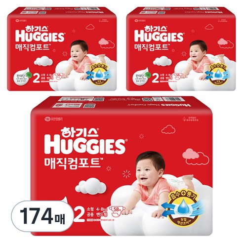 하기스 매직컴포트 밴드형 기저귀 남녀공용, 2단계, 174매